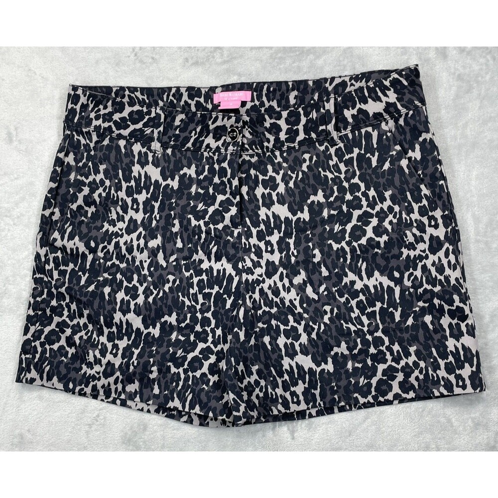 Isaac Mizrahi Women's 14 Stretch 5 Inch Tailored Trouser Shorts Black Leopard